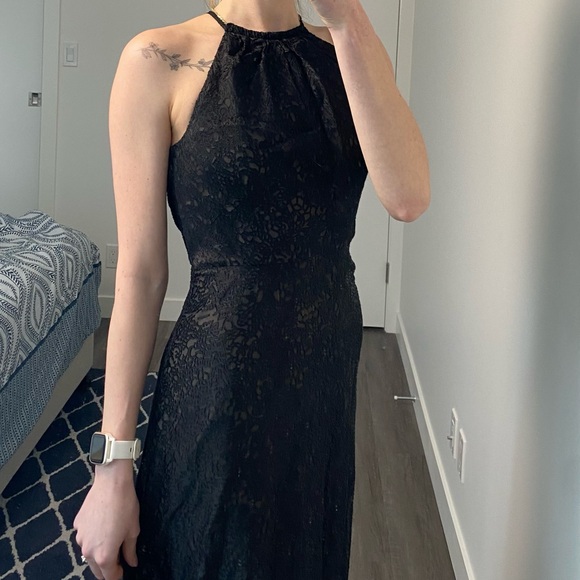 French Connection Maxi Halter Velvet lace Gown - Size 4 - Devore Burnout - Picture 3 of 3